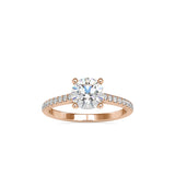Rose Gold Solitaire Diamond Ring with Pave Band