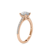 Rose Gold Solitaire Diamond Ring with Pave Band