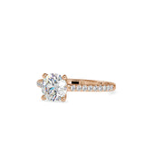 Rose Gold Solitaire Diamond Ring with Pave Band