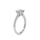 White Solitaire Diamond Ring with Pave Band