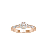 Rose Gold Halo Diamond Ring with Pave Band
