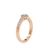 Rose Gold Halo Diamond Ring with Pave Band