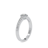 White Halo Diamond Ring with Pave Band