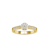 Yellow Halo Diamond Ring with Pave Band