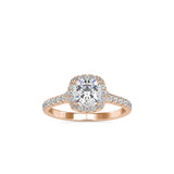 Rose Gold Cushion Cut Halo Diamond Ring