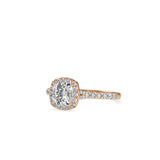 Rose Gold Cushion Cut Halo Diamond Ring