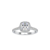 White Cushion Cut Halo Diamond Ring