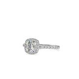 White Cushion Cut Halo Diamond Ring