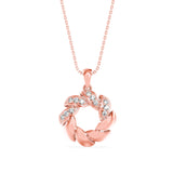 Rose Gold Diamond Leaf Wreath Pendant