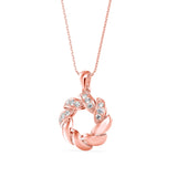Rose Gold Diamond Leaf Wreath Pendant