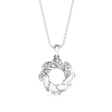 White Diamond Leaf Wreath Pendant