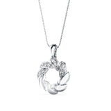 White Diamond Leaf Wreath Pendant
