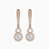 Rose Gold Double Halo Drop Earrings
