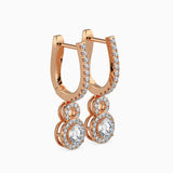 Rose Gold Double Halo Drop Earrings