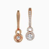 Rose Gold Double Halo Drop Earrings