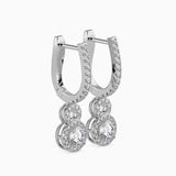 White Double Halo Drop Earrings