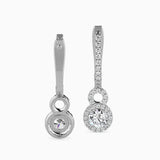 White Double Halo Drop Earrings