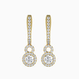 Yellow Double Halo Drop Earrings