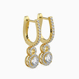 Yellow Double Halo Drop Earrings