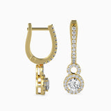 Yellow Double Halo Drop Earrings