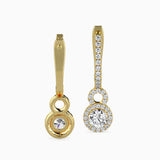 Yellow Double Halo Drop Earrings