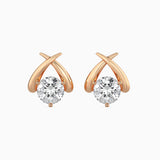 Rose Gold Modern Twist Diamond Studs