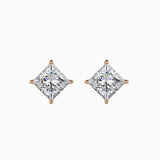 Rose Gold Princess Cut Diamond Studs