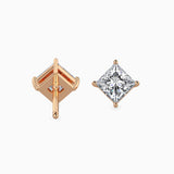 Rose Gold Princess Cut Diamond Studs