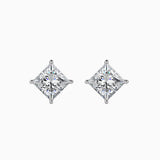 White Princess Cut Diamond Studs