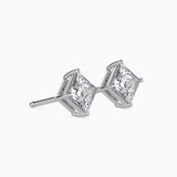 White Princess Cut Diamond Studs