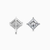 White Princess Cut Diamond Studs