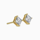 Yellow Princess Cut Diamond Studs