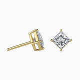 Yellow Princess Cut Diamond Studs