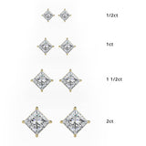 Yellow Princess Cut Diamond Studs