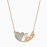 Rose Gold "Love" Heart Pendant Necklace