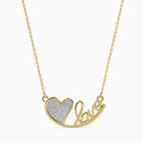 Yellow "Love" Heart Pendant Necklace