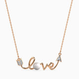 Rose Gold "Love" Arrow and Pearl Necklace