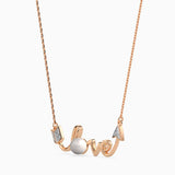 Rose Gold "Love" Arrow and Pearl Necklace