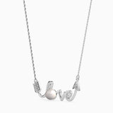 White "Love" Arrow and Pearl Necklace