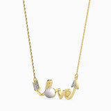 Yellow "Love" Arrow and Pearl Necklace