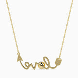 Yellow "Love" Arrow and Pearl Necklace