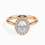 Rose Gold Oval Halo Diamond Ring