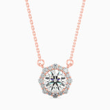 Rose Gold Diamond Halo Pendant Necklace