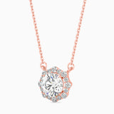 Rose Gold Diamond Halo Pendant Necklace