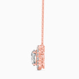 Rose Gold Diamond Halo Pendant Necklace