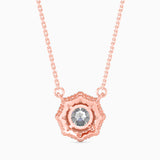 Rose Gold Diamond Halo Pendant Necklace
