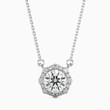 White Diamond Halo Pendant Necklace
