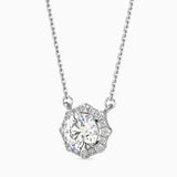 White Diamond Halo Pendant Necklace