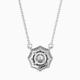White Diamond Halo Pendant Necklace