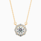 Yellow Diamond Halo Pendant Necklace
